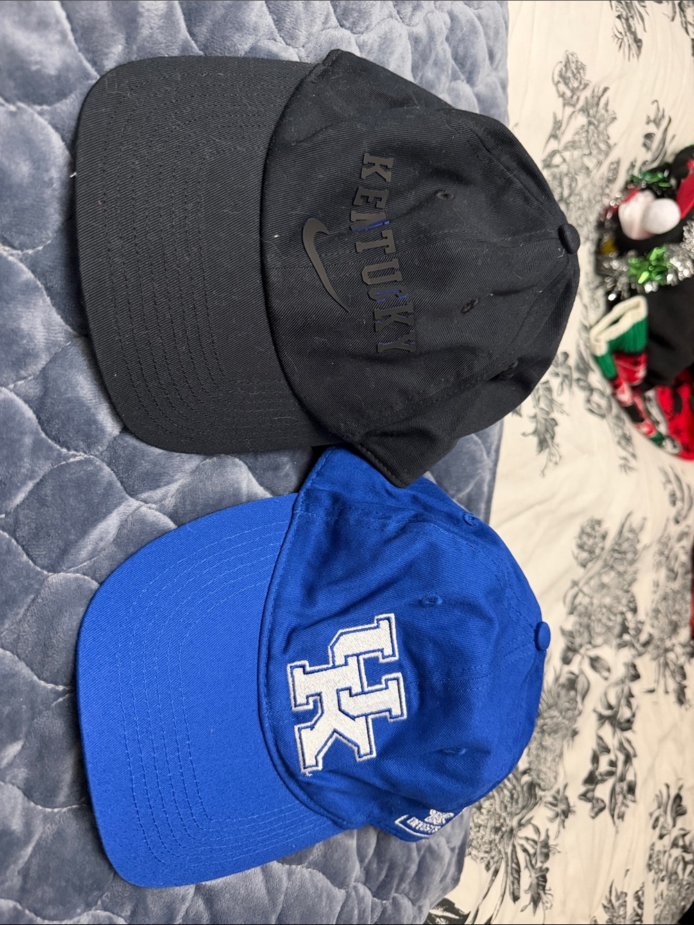 UK University of Kentucky BBN Wildcats Nike black ball cap and a Blue ball cap